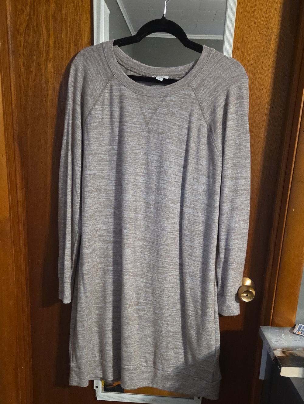 Daily Ritual Heathered Taupe Crewneck Sweater Dress